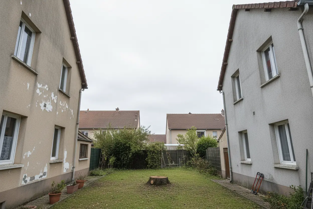 Tronc coupé bas et espace sécurisé après démontage du chêne à Cholet