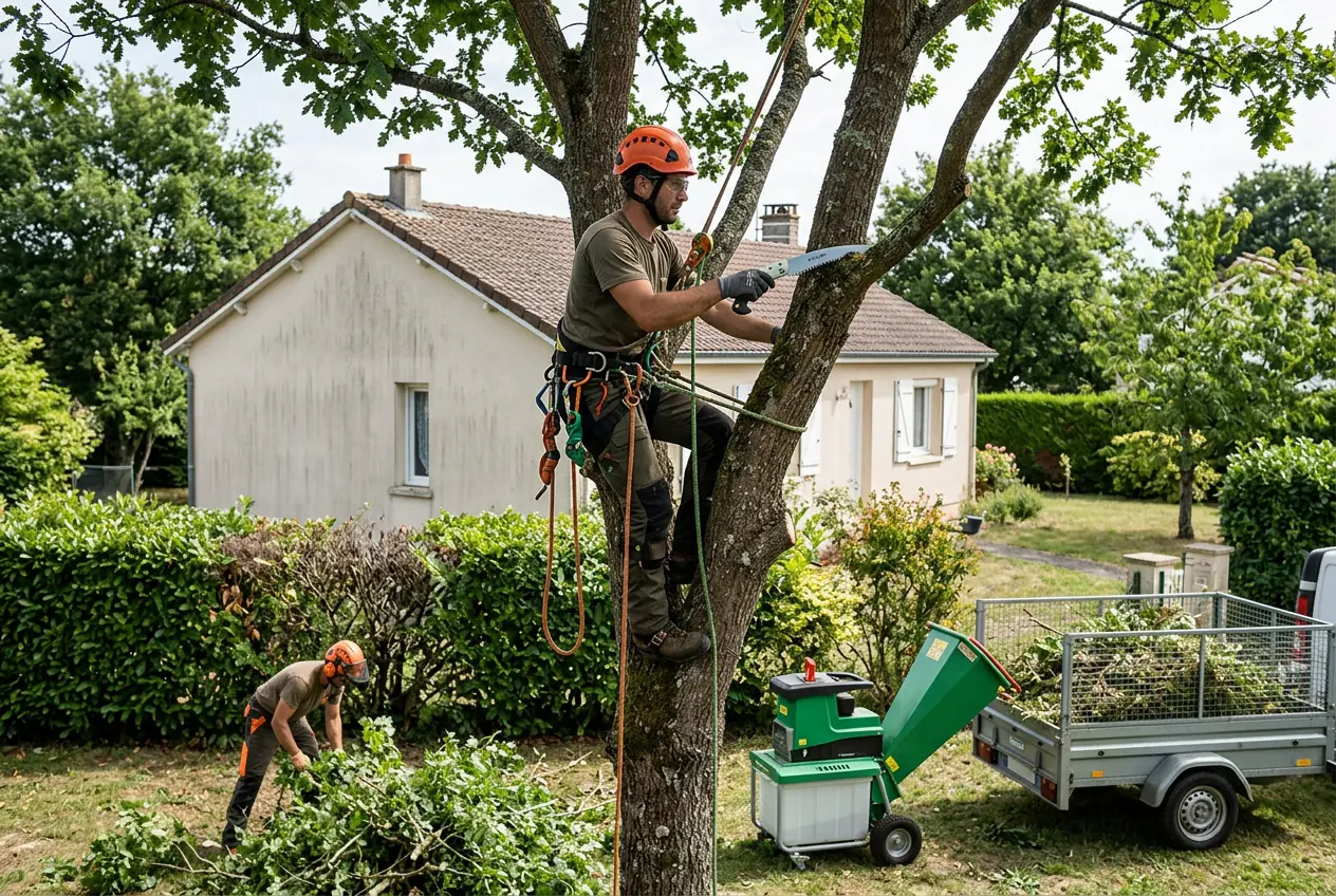 Évacuation de branchages et nettoyage après élagage à Maulévrier